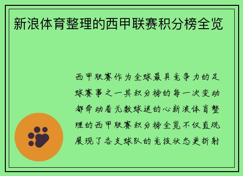 新浪体育整理的西甲联赛积分榜全览